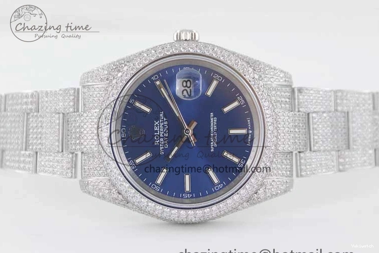 TWF Dial Edition Full Markers SS 1:1 Blue on Best A2824 Bracelet Stick Datejust Diamonds 41 0210